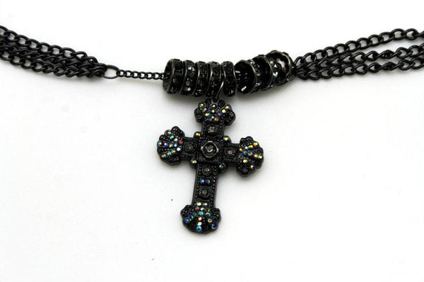 Bootbling - Rhinestone Cross on metallic chain - My Shoe Shop - Bootbling