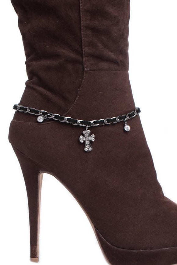 Bootbling - Rhinestone Cross with black suede chain - My Shoe Shop - Bootbling