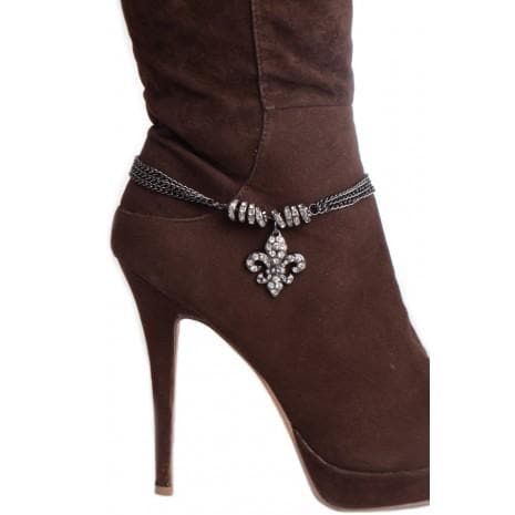 Bootbling - Rhinestone Fleur de Lis on triple chain (black) - My Shoe Shop - Bootbling