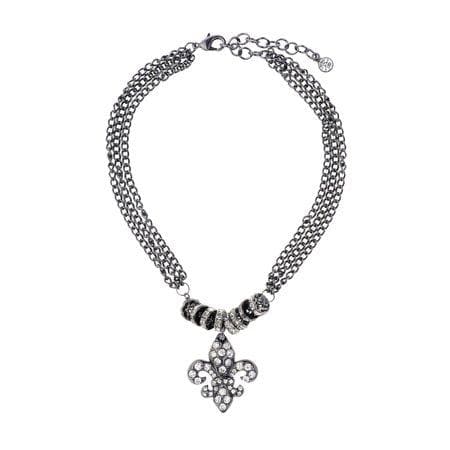 Bootbling - Rhinestone Fleur de Lis on triple chain (silver) - My Shoe Shop - Bootbling