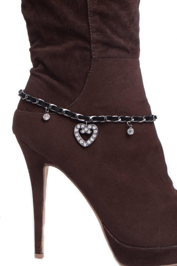Bootbling - Rhinestone Heart on black suede chain - My Shoe Shop - Bootbling