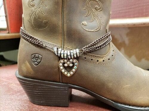 Bootbling - Rhinestone Heart on triple metallic chain (silver) - My Shoe Shop - Bootbling
