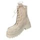 Chunky Boot with Laceup Detail - Beige Suede - My Shoe Shop - Boots