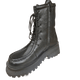 Chunky Boot with Laceup Detail - Black Leather - My Shoe Shop - Boots