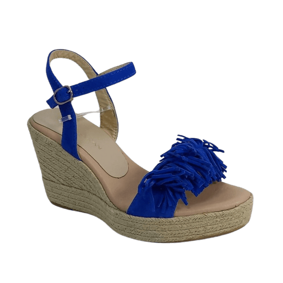 Clara Duran High Wedge w pompom - Blue - My Shoe Shop - Wedge