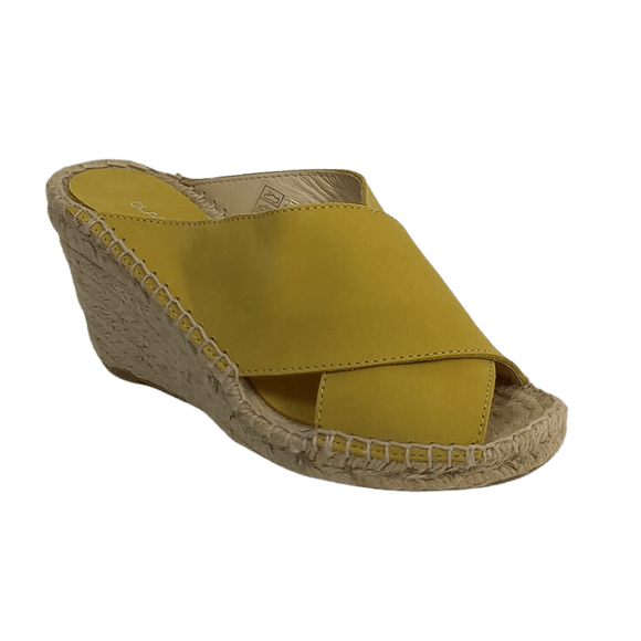 Clara Duran Slip in Criss Cross Wedge - Mustard - My Shoe Shop - Wedge