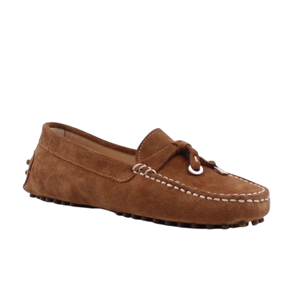 Via Veneto Suede Moccasin 1173 with Silver detail on Tassle - Tan