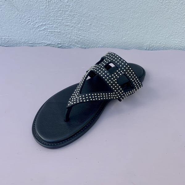 Flat Sandal In-between the Toe - Black - My Shoe Shop - sandal