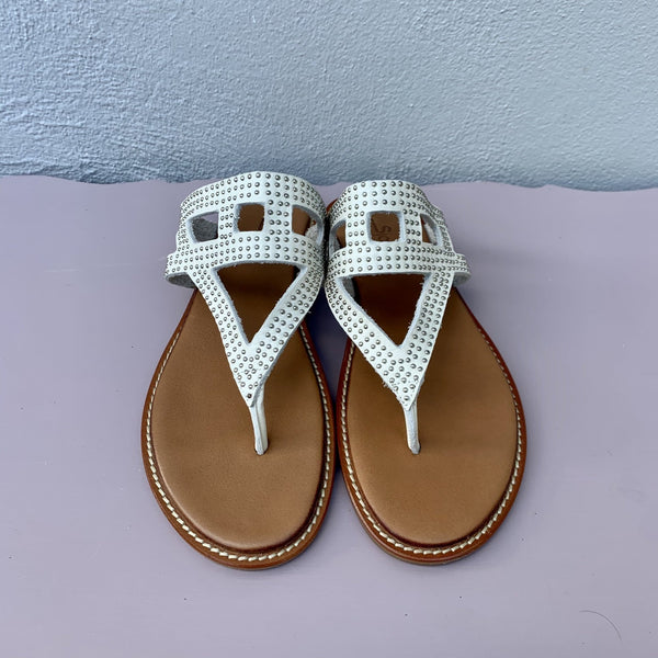 Flat Sandal In-between the Toe - Bone / White - My Shoe Shop - sandal