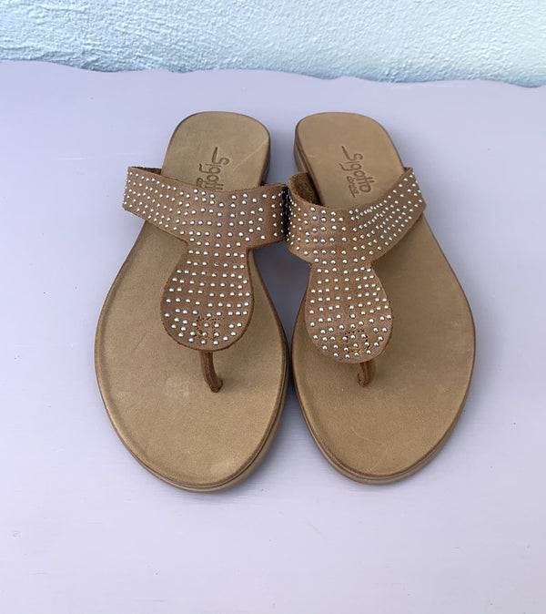 Flat Sandal In-between the Toe - TAN - My Shoe Shop - Sandal