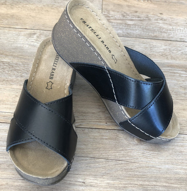 Fratellibabb Comfort Wedge - Black - My Shoe Shop - Wedge