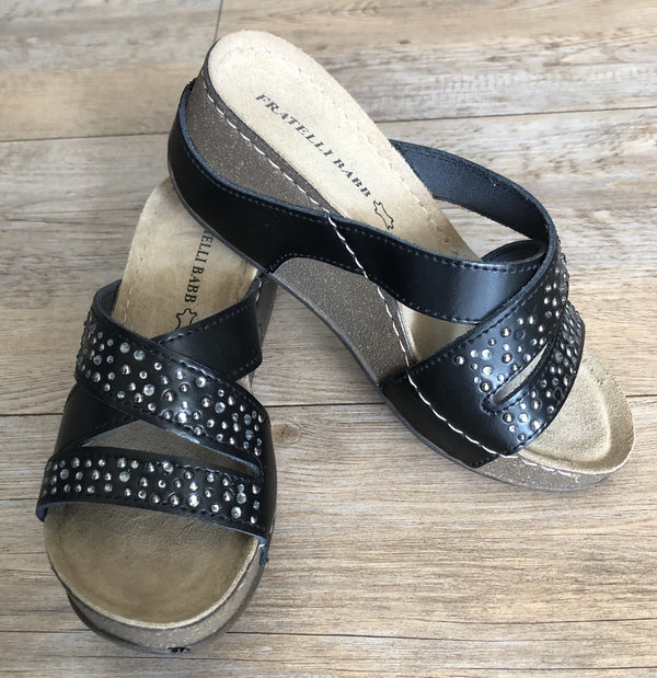 Fratellibabb Comfort Wedge - Black - My Shoe Shop - Wedge