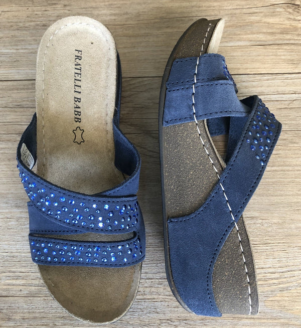Fratellibabb Comfort Wedge - Blue - My Shoe Shop - Wedge