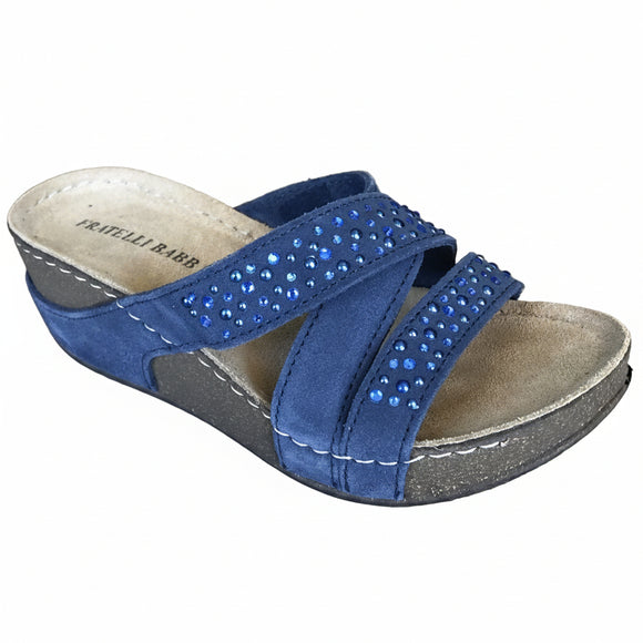Fratellibabb suede comfort wedge in Blue
