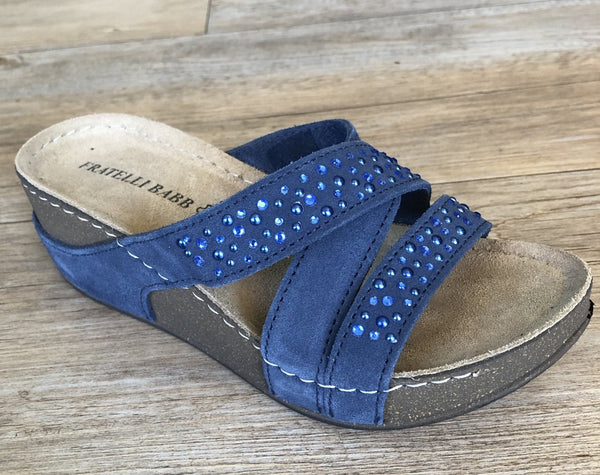 Fratellibabb Comfort Wedge - Blue - My Shoe Shop - Wedge