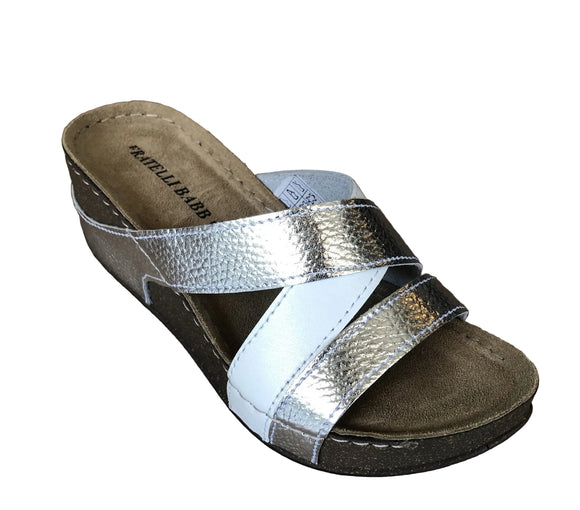 Fratellibabb comfort wedge in Silver and White