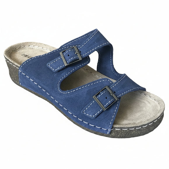 Fratellibabb low suede comfort wedge in Blue
