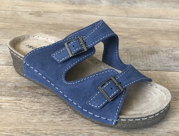 Fratellibabb Low Comfort Wedge - Blue - My Shoe Shop - sandal