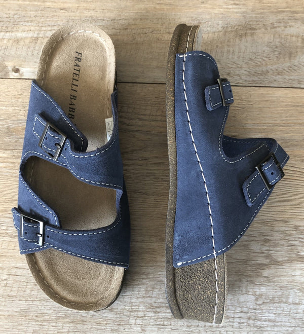 Fratellibabb Low Comfort Wedge - Blue - My Shoe Shop - sandal