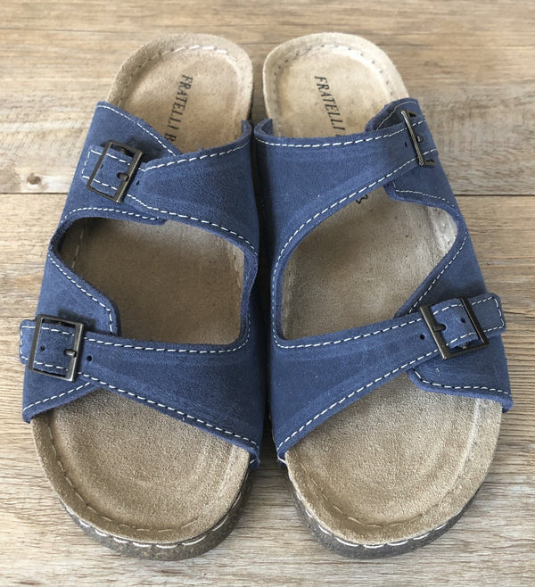 Fratellibabb Low Comfort Wedge - Blue - My Shoe Shop - sandal