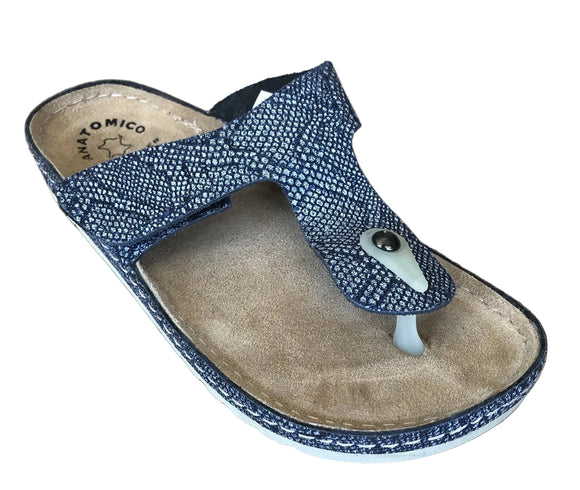 Fratellibabb leather thong sandal in Blue