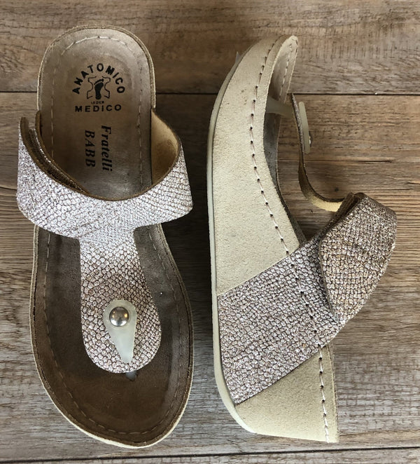 Fratellibabb Thong Wedge - Beige gold - My Shoe Shop - Wedge
