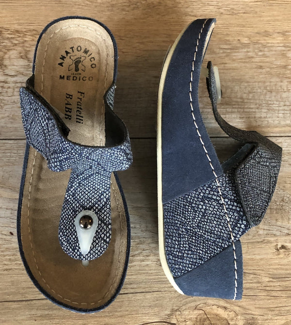 Fratellibabb Thong Wedge - Navy - My Shoe Shop - Wedge
