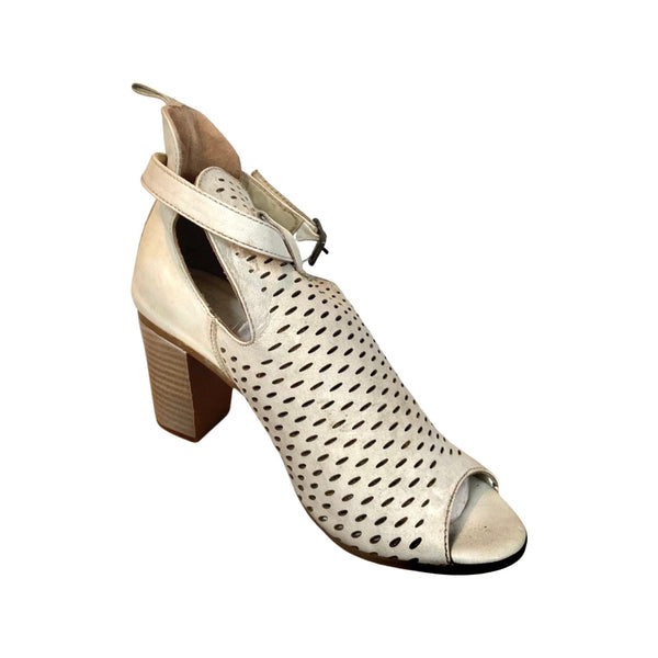 Freelora Heel Lasercut Sandal - White - My Shoe Shop - High Heel