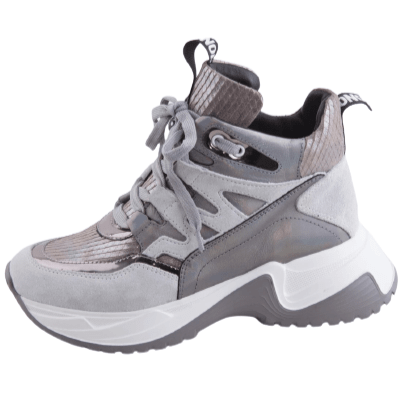 High Rose Gold and Grey Sneaker with lace - My Shoe Shop - Sneaker