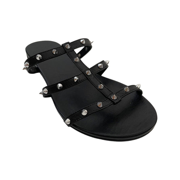 Inouvo 101095 Flat Slip-in Sandal w Studs - Black - My Shoe Shop - Flat