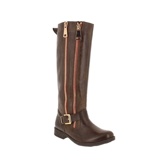 Inouvo Advance Leather Boot with Double Zip Feature - Brown - My Shoe Shop - Boots