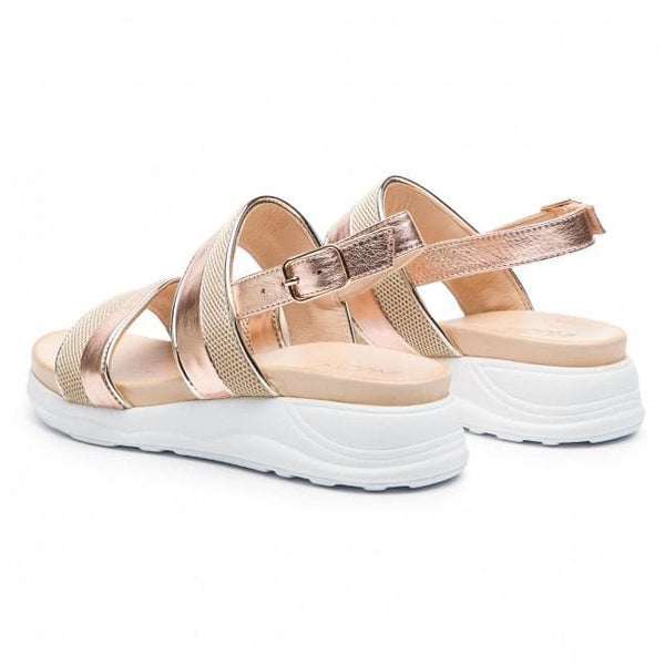 Inuovo 114008 Wedge Sandal with Gold - Beige - My Shoe Shop - sandal