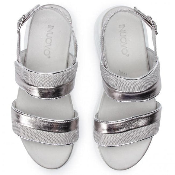 Inuovo 114008 Wedge Sandal with Silver - Ice - My Shoe Shop - sandal
