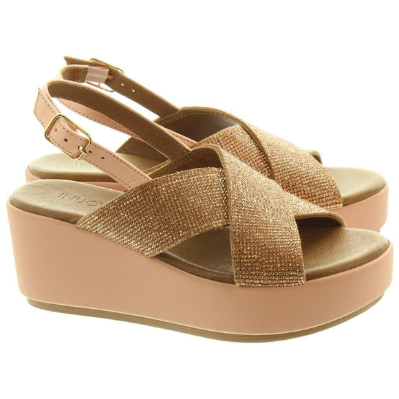 Inuovo 123005 Diamante Wedge - Blush - My Shoe Shop - sandal