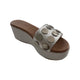 Inuovo 123032 Studded Slip in leather wedge- SIlver - My Shoe Shop - Wedge