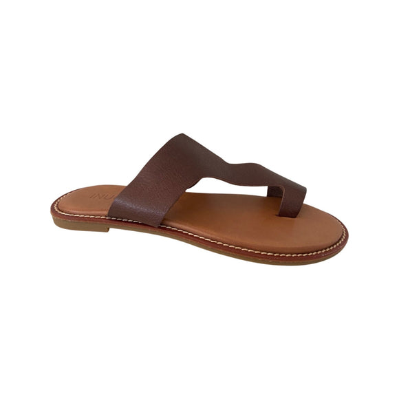 Inuovo 423087 Strap Slip in leather sandal- Brown - My Shoe Shop - sandal