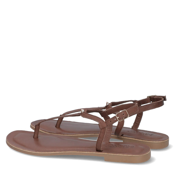 Inuovo 458009 Thong Sandal in leather sandal- Brown - My Shoe Shop - sandal