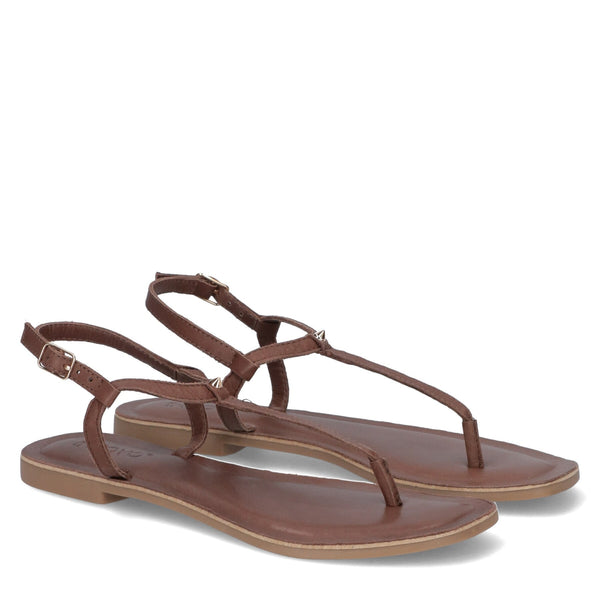 Inuovo 458009 Thong Sandal in leather sandal- Brown - My Shoe Shop - sandal