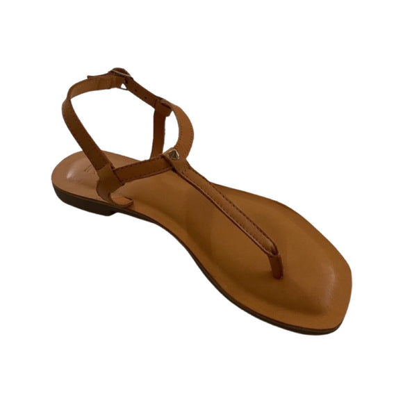 Inuovo 458009 orange leather thong sandal with a low 1 cm heel.