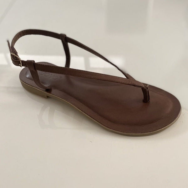 Inuovo 459017 Thong Sandal in leather sandal- Brown - My Shoe Shop - sandal