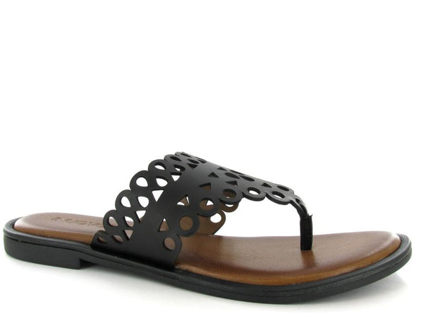 Inuovo 8343 Lasercut Slip in Sandal - Black - My Shoe Shop - sandal