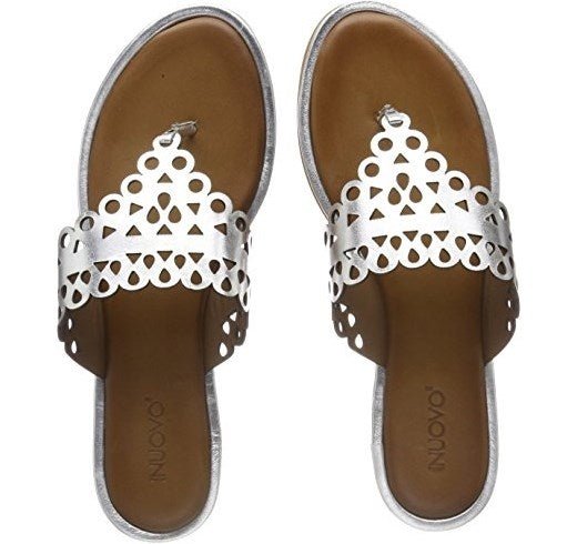 Inuovo 8343 Lasercut Slip in Sandal - Silver - My Shoe Shop - sandal