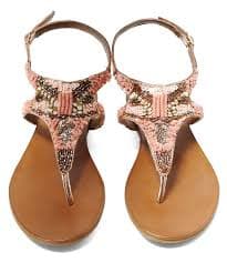 Inuovo 8440 Beaded Leather Studded Sandal - Rose Gold - My Shoe Shop - sandal