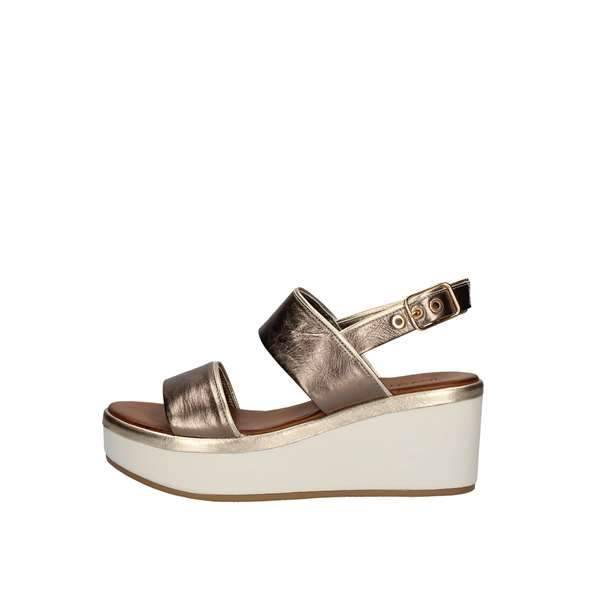 Inuovo 8674 Leather Double Strap Wedge - Pewter - My Shoe Shop - Wedge
