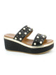 Inuovo 8686 Double Strap Pearl Wedge - Black - My Shoe Shop - Wedge