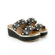 Inuovo 8686 Double Strap Pearl Wedge - Black - My Shoe Shop - Wedge