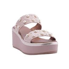 Inuovo 8686 Double Strap Pearl Wedge - Blush - My Shoe Shop - Wedge