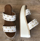 Inuovo 8686 Double Strap Pearl Wedge - White - My Shoe Shop - Wedge