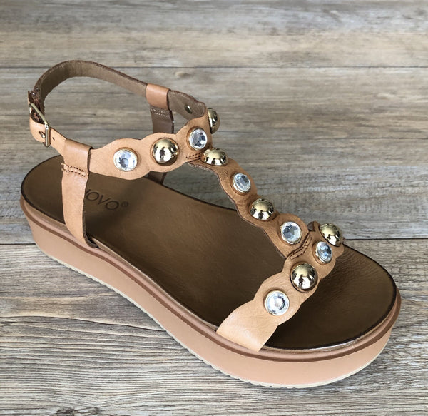 Inuovo 8733 Studded Sandal - Coconut - My Shoe Shop - sandal