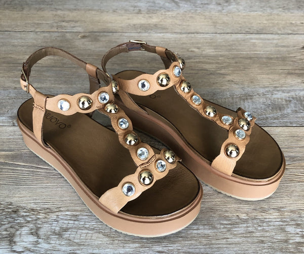 Inuovo 8733 Studded Sandal - Coconut - My Shoe Shop - sandal